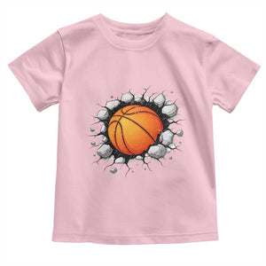 Funny Basketball Bursting Through Wall Toddler T Shirt Sports Fan Gift TS12 Light Pink Print Your Wear