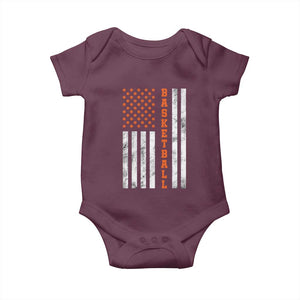 American Flag Basketball Baby Onesie USA Sports Fan TS12 Maroon Print Your Wear