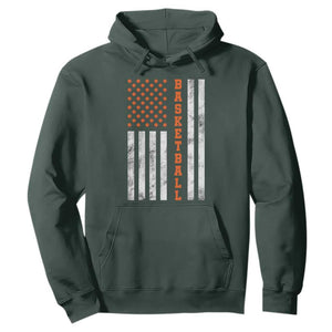 American Flag Basketball Hoodie USA Sports Fan TS12 Dark Forest Green Print Your Wear