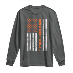 American Flag Basketball Long Sleeve Shirt USA Sports Fan TS12 Dark Heather Print Your Wear