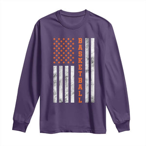 American Flag Basketball Long Sleeve Shirt USA Sports Fan TS12 Purple Print Your Wear