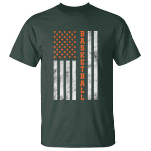 American Flag Basketball T Shirt USA Sports Fan TS12 Dark Forest Green Print Your Wear