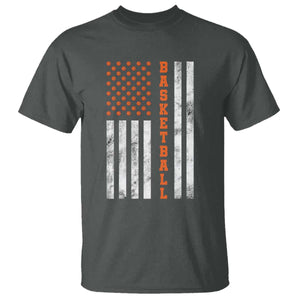 American Flag Basketball T Shirt USA Sports Fan TS12 Dark Heather Print Your Wear