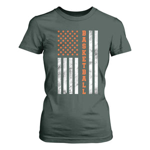 American Flag Basketball T Shirt For Women USA Sports Fan TS12 Dark Forest Green Print Your Wear