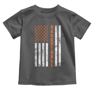 American Flag Basketball Toddler T Shirt USA Sports Fan TS12 Dark Heather Print Your Wear