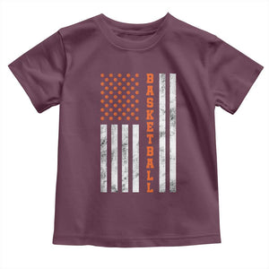 American Flag Basketball Toddler T Shirt USA Sports Fan TS12 Maroon Print Your Wear