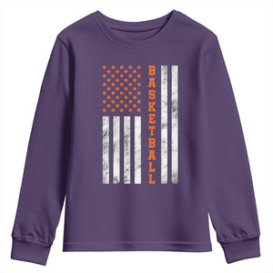 American Flag Basketball Youth Sweatshirt USA Sports Fan TS12 Purple Print Your Wear