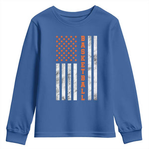 American Flag Basketball Youth Sweatshirt USA Sports Fan TS12 Royal Blue Print Your Wear