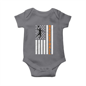 American Flag Basketball Baby Onesie Patriotic Sports Lover Gift TS12 Charcoal Print Your Wear