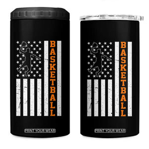 American Flag Basketball 4 in 1 Can Cooler Tumbler Patriotic Sports Lover Gift TS12 One Size: 16 oz Black Print Your Wear