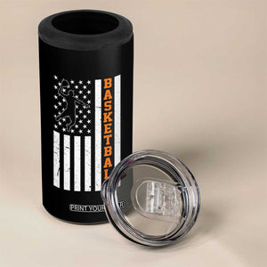 American Flag Basketball 4 in 1 Can Cooler Tumbler Patriotic Sports Lover Gift TS12 Print Your Wear