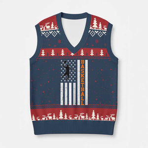 American Flag Basketball V-Neck Knit Sweater Vest Patriotic Sports Lover Gift TS12 Navy Red Print Your Wear
