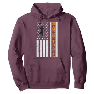American Flag Basketball Hoodie Patriotic Sports Lover Gift TS12 Maroon Print Your Wear