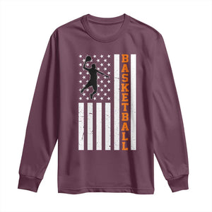 American Flag Basketball Long Sleeve Shirt Patriotic Sports Lover Gift TS12 Maroon Print Your Wear