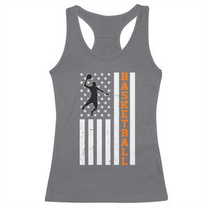 American Flag Basketball Racerback Tank Top Patriotic Sports Lover Gift TS12 Charcoal Print Your Wear