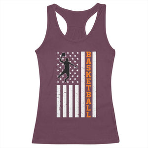 American Flag Basketball Racerback Tank Top Patriotic Sports Lover Gift TS12 Maroon Print Your Wear