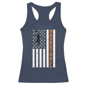 American Flag Basketball Racerback Tank Top Patriotic Sports Lover Gift TS12 Navy Print Your Wear