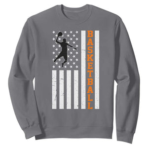 American Flag Basketball Sweatshirt Patriotic Sports Lover Gift TS12 Charcoal Print Your Wear
