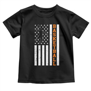 American Flag Basketball Toddler T Shirt Patriotic Sports Lover Gift TS12 Black Print Your Wear