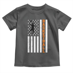 American Flag Basketball Toddler T Shirt Patriotic Sports Lover Gift TS12 Dark Heather Print Your Wear