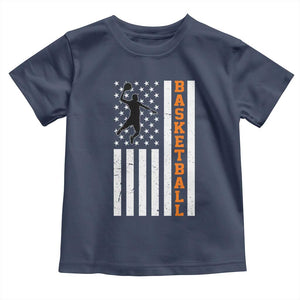 American Flag Basketball Toddler T Shirt Patriotic Sports Lover Gift TS12 Navy Print Your Wear