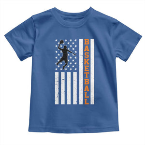 American Flag Basketball Toddler T Shirt Patriotic Sports Lover Gift TS12 Royal Blue Print Your Wear