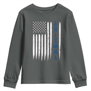Arizona Patriotic Sports Youth Sweatshirt US Flag Basketball Player Gift TS12 Dark Heather Print Your Wear