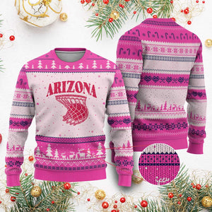 Arizona Fan Ugly Christmas Sweater Southwest Basketball Sports Lover TS12 Hot Pink Print Your Wear