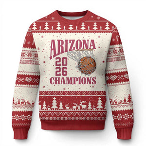 Arizona Champions Ugly Christmas Sweater Gift For Basketball Fan TS12 Beige Red Print Your Wear