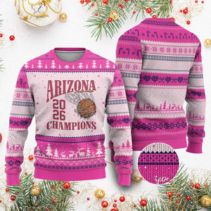 Arizona Champions Ugly Christmas Sweater Gift For Basketball Fan TS12 Hot Pink Print Your Wear