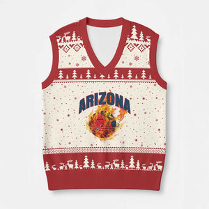 Arizona State Pride V-Neck Knit Sweater Vest Flaming Basketball Coach Gift TS12 Beige Red Print Your Wear