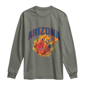 Arizona State Pride Long Sleeve Shirt Flaming Basketball Coach Gift TS12 Military Green Print Your Wear
