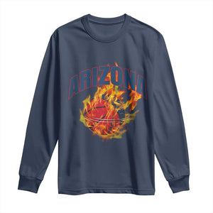 Arizona State Pride Long Sleeve Shirt Flaming Basketball Coach Gift TS12 Navy Print Your Wear