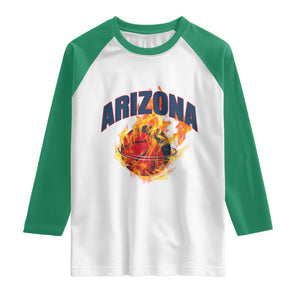 Arizona State Pride Raglan Shirt Flaming Basketball Coach Gift TS12 White Kelly Green Print Your Wear