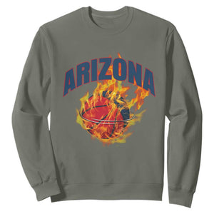 Arizona State Pride Sweatshirt Flaming Basketball Coach Gift TS12 Military Green Print Your Wear