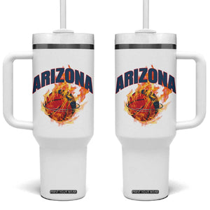 Arizona State Pride Tumbler With Handle Flaming Basketball Coach Gift TS12 One Size: 40 oz White Print Your Wear