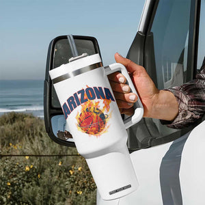 Arizona State Pride Tumbler With Handle Flaming Basketball Coach Gift TS12 Print Your Wear