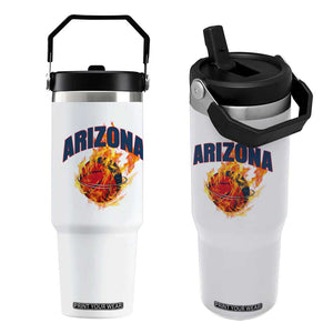Arizona State Pride Flip Straw Tumbler Flaming Basketball Coach Gift TS12 One Size: 30 oz White Print Your Wear