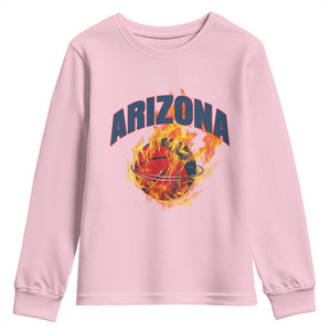 Arizona State Pride Youth Sweatshirt Flaming Basketball Coach Gift TS12 Light Pink Print Your Wear