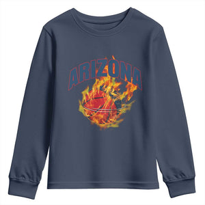 Arizona State Pride Youth Sweatshirt Flaming Basketball Coach Gift TS12 Navy Print Your Wear