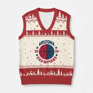 Arizona Champions Pride V-Neck Knit Sweater Vest Professional Basketball Fan Gift TS12 Beige Red Print Your Wear
