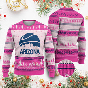 Arizona Skyline Pride Ugly Christmas Sweater Gift For Basketball Fan TS12 Hot Pink Print Your Wear
