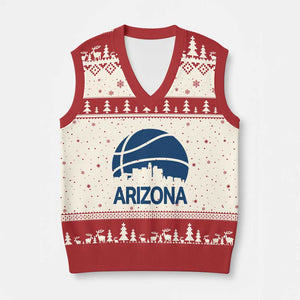 Arizona Skyline Pride V-Neck Knit Sweater Vest Gift For Basketball Fan TS12 Beige Red Print Your Wear
