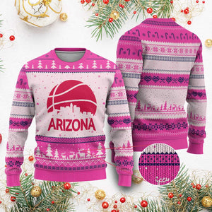Arizona Skyline State Pride Ugly Christmas Sweater Modern Urban Hoops Basketball TS12 Hot Pink Print Your Wear