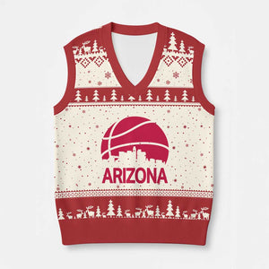 Arizona Skyline State Pride V-Neck Knit Sweater Vest Modern Urban Hoops Basketball TS12 Beige Red Print Your Wear