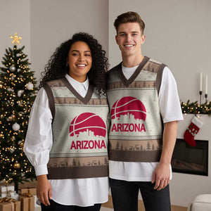 Arizona Skyline State Pride V-Neck Knit Sweater Vest Modern Urban Hoops Basketball TS12 Mocha Mousse Print Your Wear
