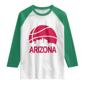 Arizona Skyline State Pride Raglan Shirt Modern Urban Hoops Basketball TS12 White Kelly Green Print Your Wear