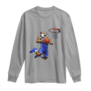 Funny Wildcat Dunking Basketball Long Sleeve Shirt Gift For Sports Fan TS12 Sport Gray Print Your Wear
