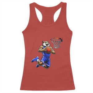 Funny Wildcat Dunking Basketball Racerback Tank Top Gift For Sports Fan TS12 Red Print Your Wear