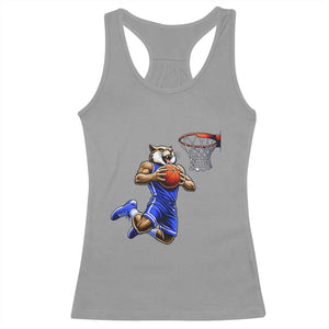 Funny Wildcat Dunking Basketball Racerback Tank Top Gift For Sports Fan TS12 Sport Gray Print Your Wear